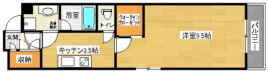 7FLATS(1K/4階)の間取り写真