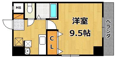 ベステック南塚口(1K/3階)の間取り写真