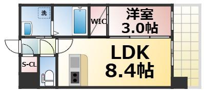 LUXE布施北III(1LDK/15階)の間取り写真