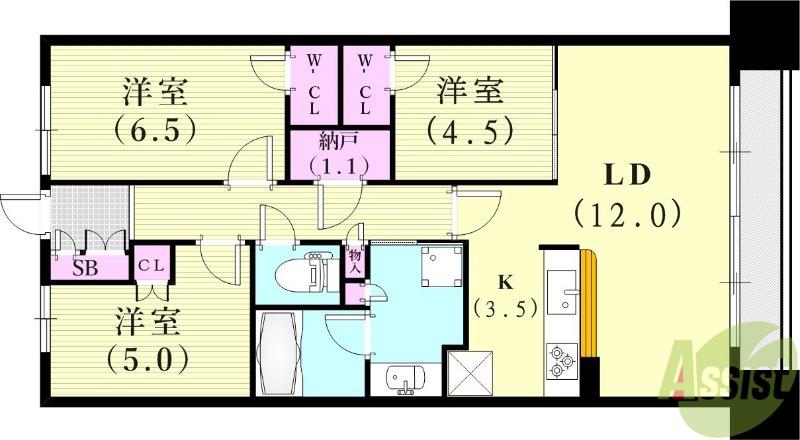 プラウドシティ塚口マークフロント(3LDK/4階)の間取り写真