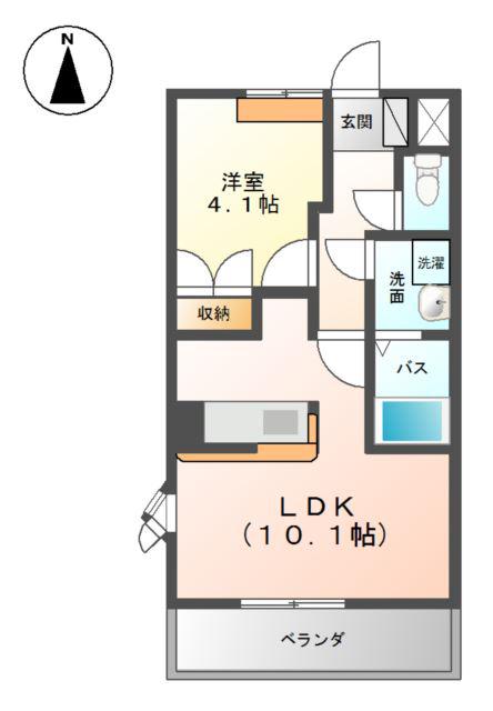 マンダリーネ広江(1LDK/2階)の間取り写真