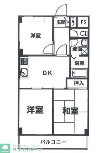 ブルームライフ市川(3DK/1階)の間取り写真