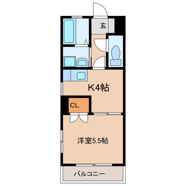 セゾン丸山(1K/1階)の間取り写真