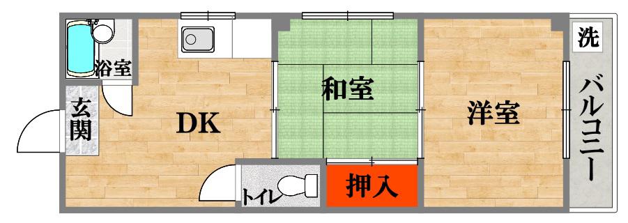 ロイヤル今川(2DK/6階)の間取り写真