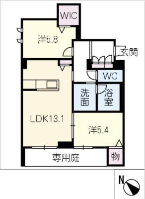 シャーメゾン ラ テラ(2LDK/1階)の間取り写真