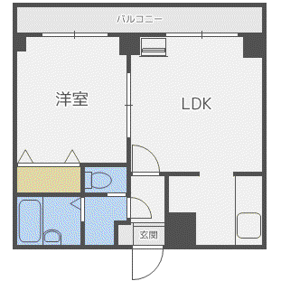 パークサイド月寒(1LDK/3階)の間取り写真