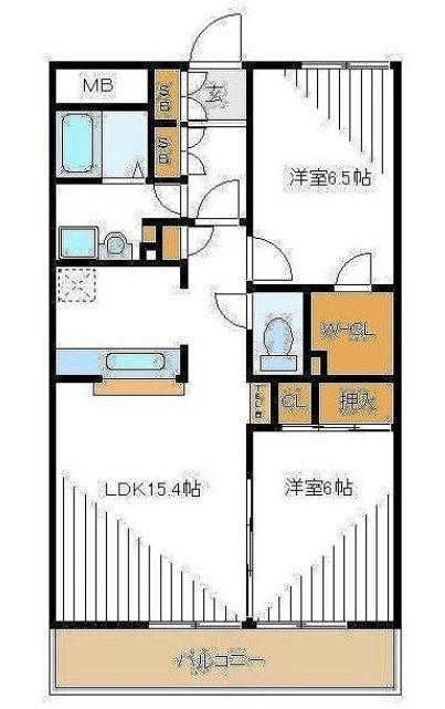 ウィステリアコート(2LDK/4階)の間取り写真