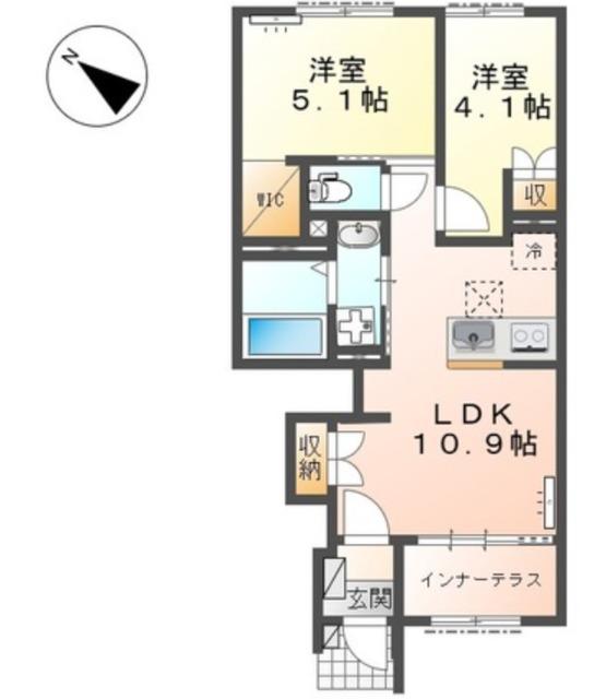 清水町徳倉アパート(2LDK/1階)の間取り写真