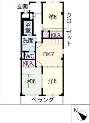 グリーンパーク新舞子(3DK/2階)の間取り写真