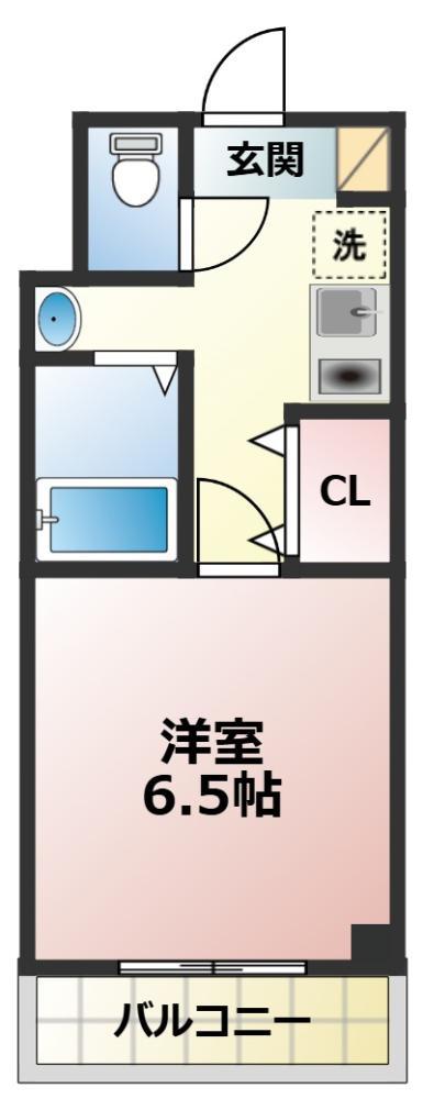 JR総武線 船橋駅 徒歩7分 4階建 築28年(1K/2階)の間取り写真