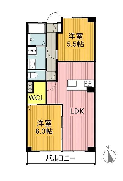 近藤ハイツ(2LDK/5階)の間取り写真