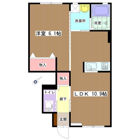 メイプル(1LDK/1階)の間取り写真
