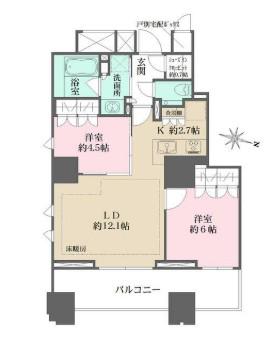 ザ・パークハウス麹町三丁目(2LDK/5階)の間取り写真
