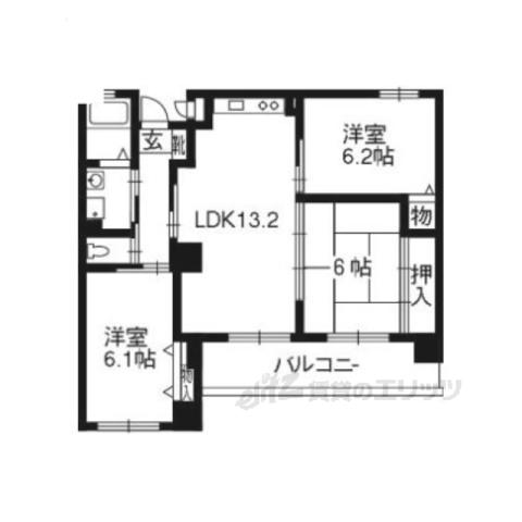 カーサ葵(3LDK/3階)の間取り写真