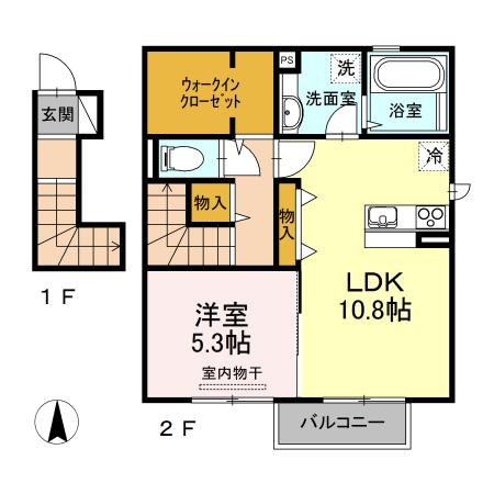 CLIE(1LDK/2階)の間取り写真