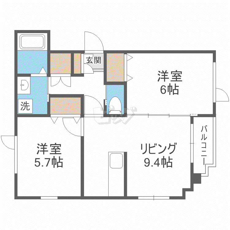 ユーマ25(2LDK/2階)の間取り写真
