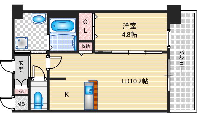 スプランディッド茨木天王(1LDK/5階)の間取り写真