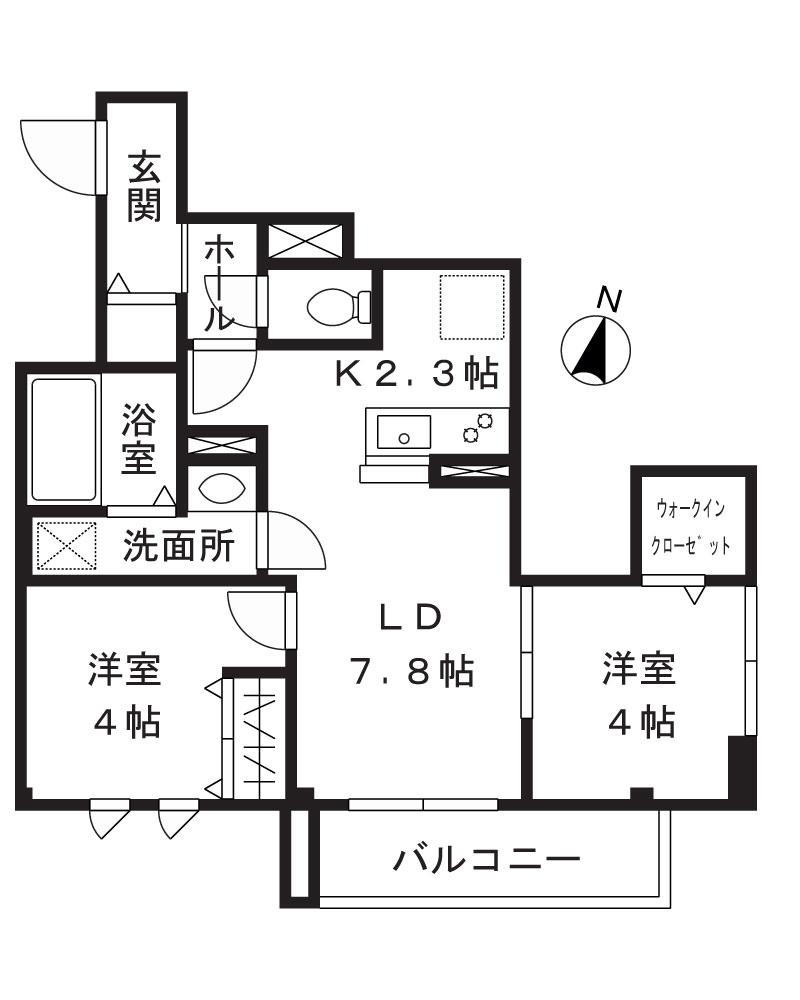 VERE LUNA(2LDK/2階)の間取り写真