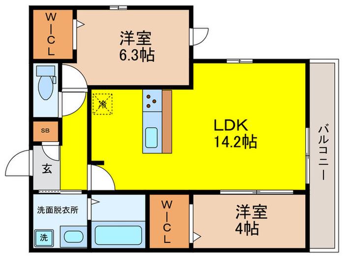 RACCOLT阪南町(2LDK/3階)の間取り写真
