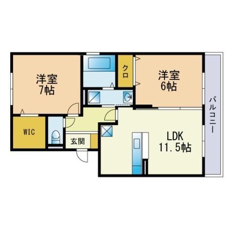 セジュール賀茂(2LDK/3階)の間取り写真