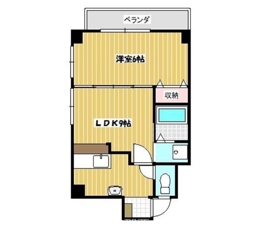 レジデンシア若狭(1DK/2階)の間取り写真