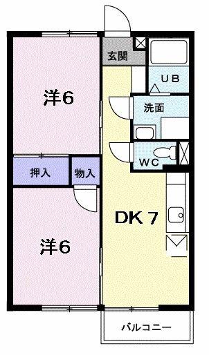 アメニティタウン(2DK/2階)の間取り写真