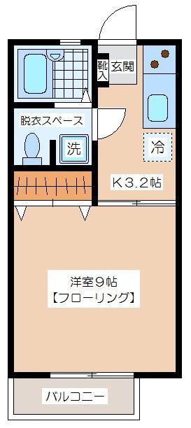 クリスタル(1K/2階)の間取り写真