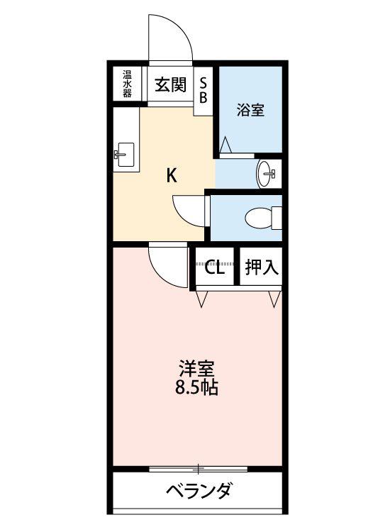 アプローズK(1K/4階)の間取り写真