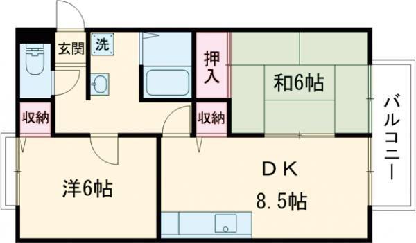 ハイツげん(2DK/2階)の間取り写真