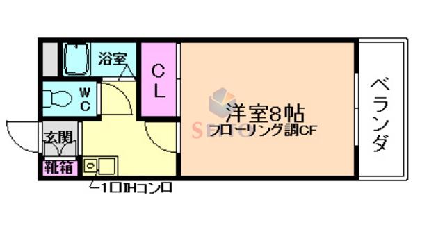 ラヒューメベル豊中(1K/1階)の間取り写真