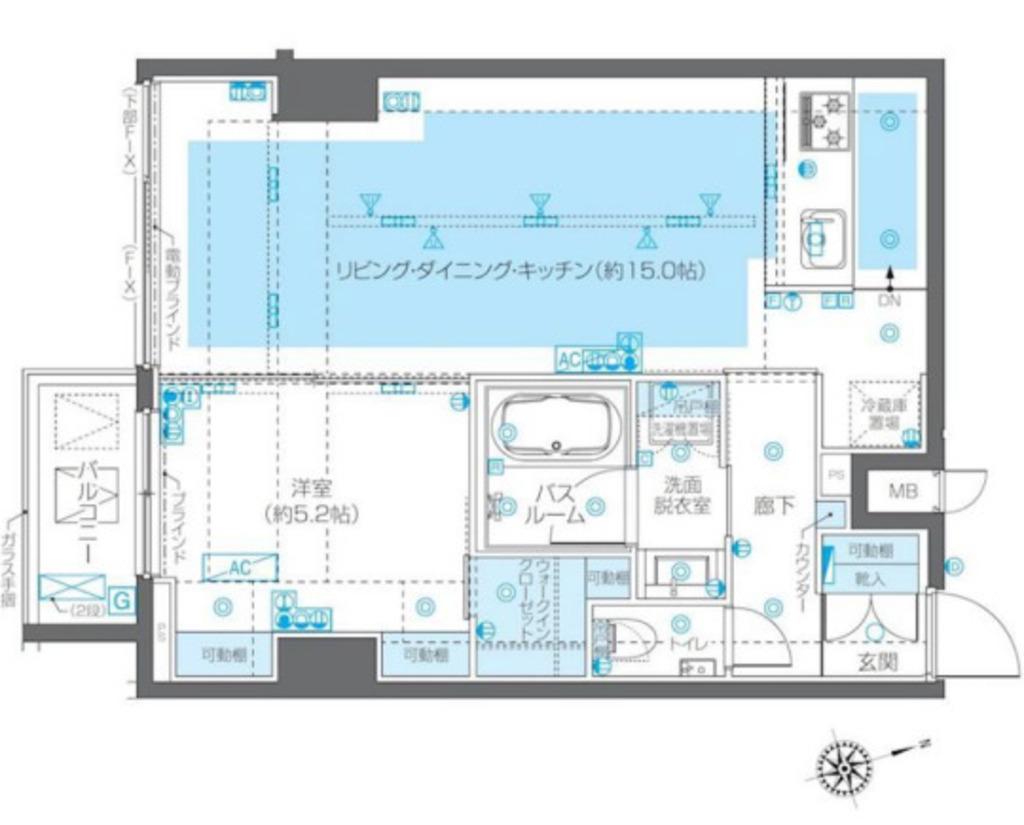 ズーム広尾(2LDK/5階)の間取り写真
