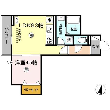 D-RESIDENCE明治中央(1LDK/2階)の間取り写真