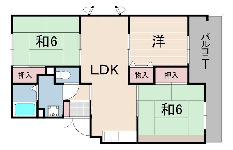 サニーハイツ高台(3LDK/3階)の間取り写真