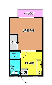 サンライフ大内A(1K/2階)の間取り写真