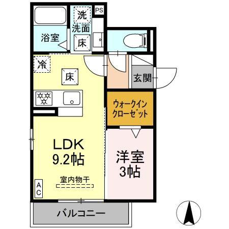 RAUM Y(1LDK/1階)の間取り写真
