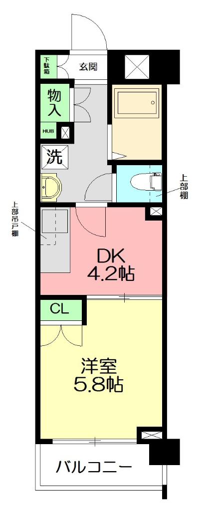パノラマ南鴨宮(1DK/4階)の間取り写真