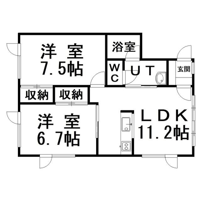 ルームス(2LDK/1階)の間取り写真