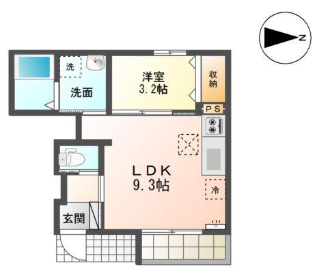 ベルフルール(1LDK/1階)の間取り写真
