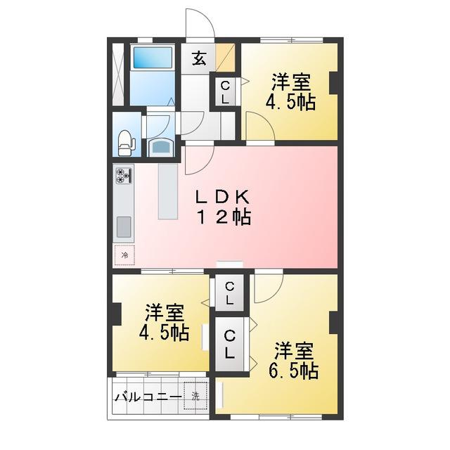 篠原コーポラスB棟(3LDK/5階)の間取り写真