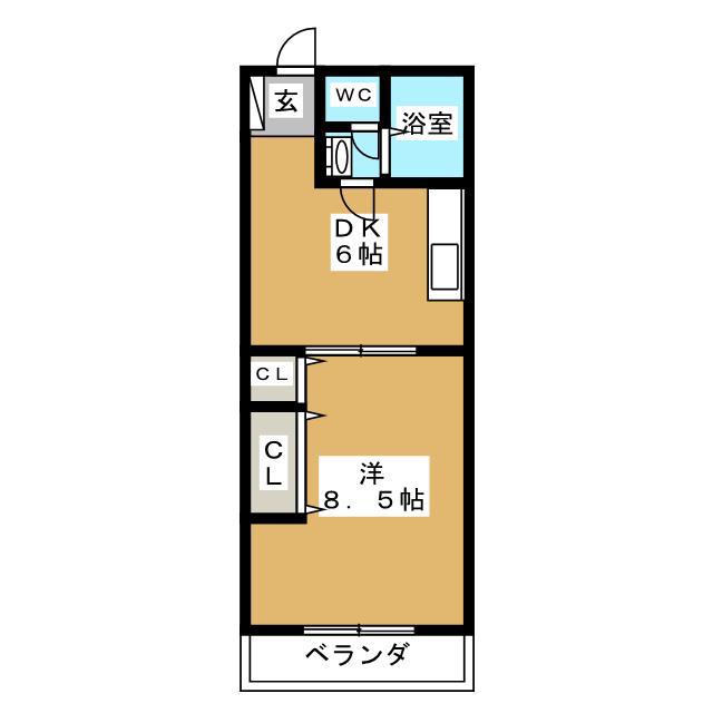コスモAOI三ッ沢(1DK/6階)の間取り写真