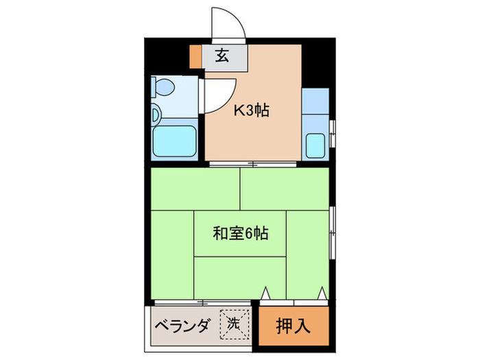 シティ姪浜B棟(1K/3階)の間取り写真