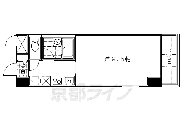 地下鉄烏丸線 烏丸御池駅 徒歩6分 8階建 築25年(1K/4階)の間取り写真