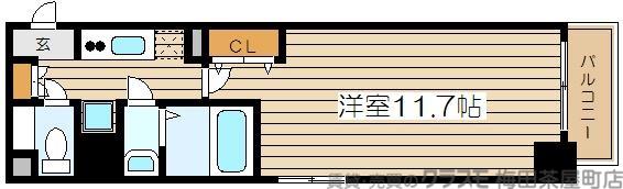 ミモサ中津(1K/2階)の間取り写真