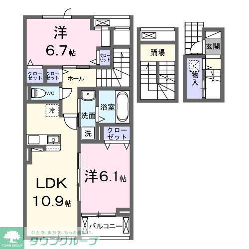 HI-ROSETTA D(2LDK/3階)の間取り写真