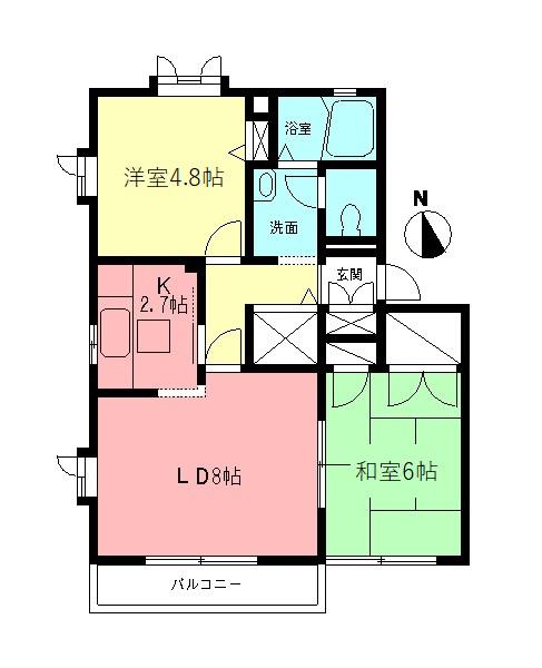 グランパルクA(2LDK/2階)の間取り写真