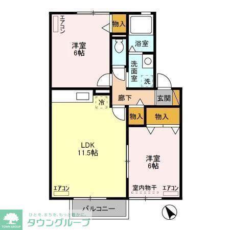 グランパール(2LDK/2階)の間取り写真