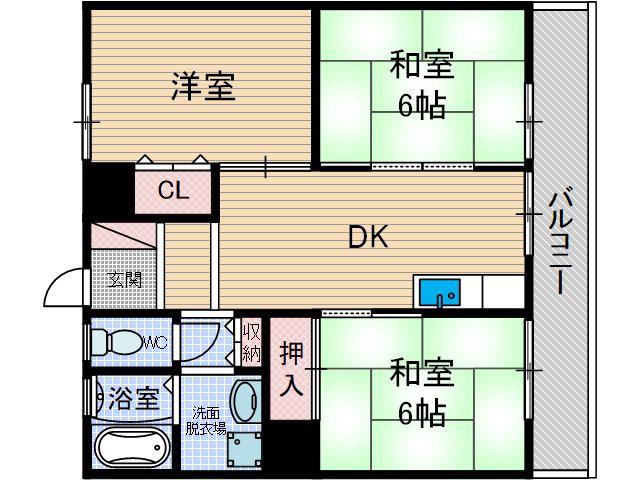 サンシャイン茨木パートII(3LDK/1階)の間取り写真