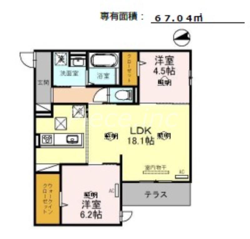 MAISON DE ESPOIR永田(2LDK/3階)の間取り写真