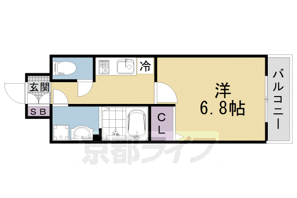 ヴィラ四条大宮(1K/4階)の間取り写真