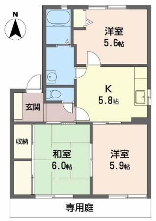 フォーレス塩屋(3K/1階)の間取り写真
